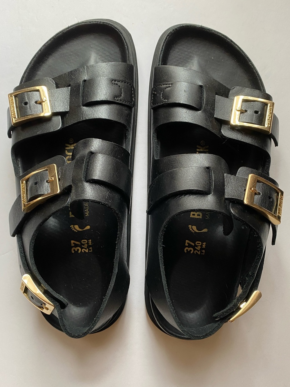 Like New Birkenstock Cannes Exquisite Black Leather Buckle Sandals EU 37
